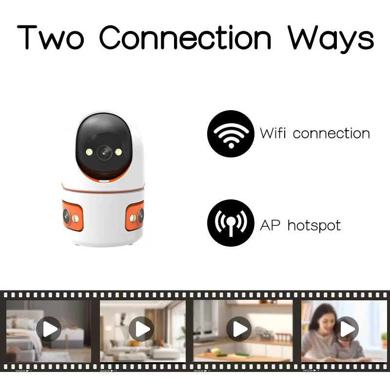 15MP Wifi Security Camera 360° Three Screen Three Lens Smart Home Camera PTZ Webcam AI Human Detection Baby Monitor 10X Zoom Cam