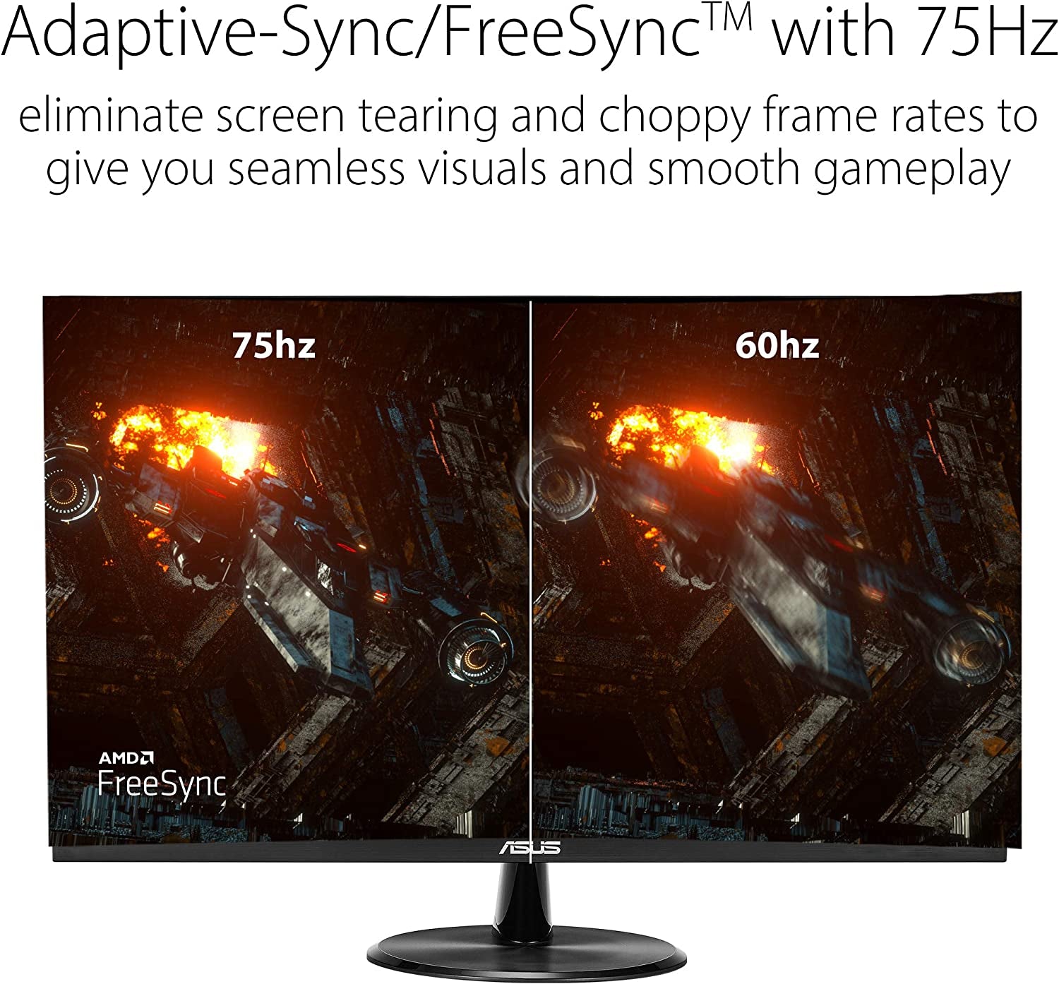 ASUS VP279HE 27” Monitor, 1080P Full HD, 75Hz, IPS, Adaptive-Sync/Freesync, Eye Care, HDMI VGA, Frameless, Low Blue Light, Flicker Free, VESA Wall Mountable