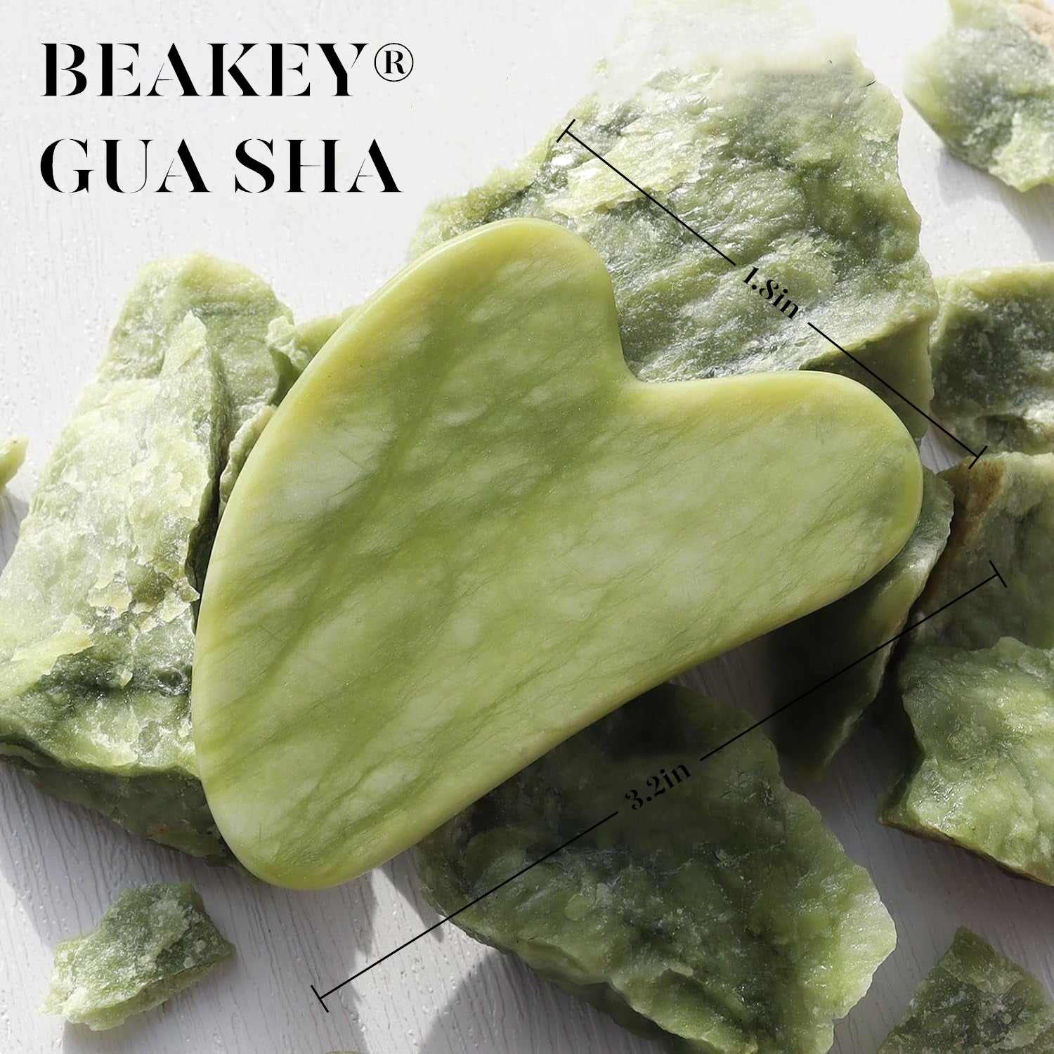 BEAKEY Jade Roller & Gua Sha, Natural Jade Face Roller Gua Sha Tool Facial Skin Care Massager, Green