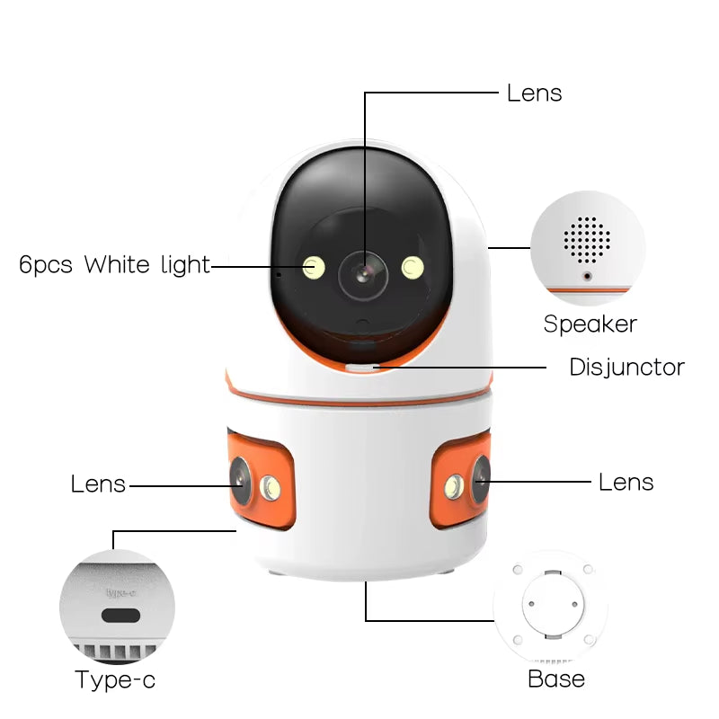 15MP Wifi Security Camera 360° Three Screen Three Lens Smart Home Camera PTZ Webcam AI Human Detection Baby Monitor 10X Zoom Cam