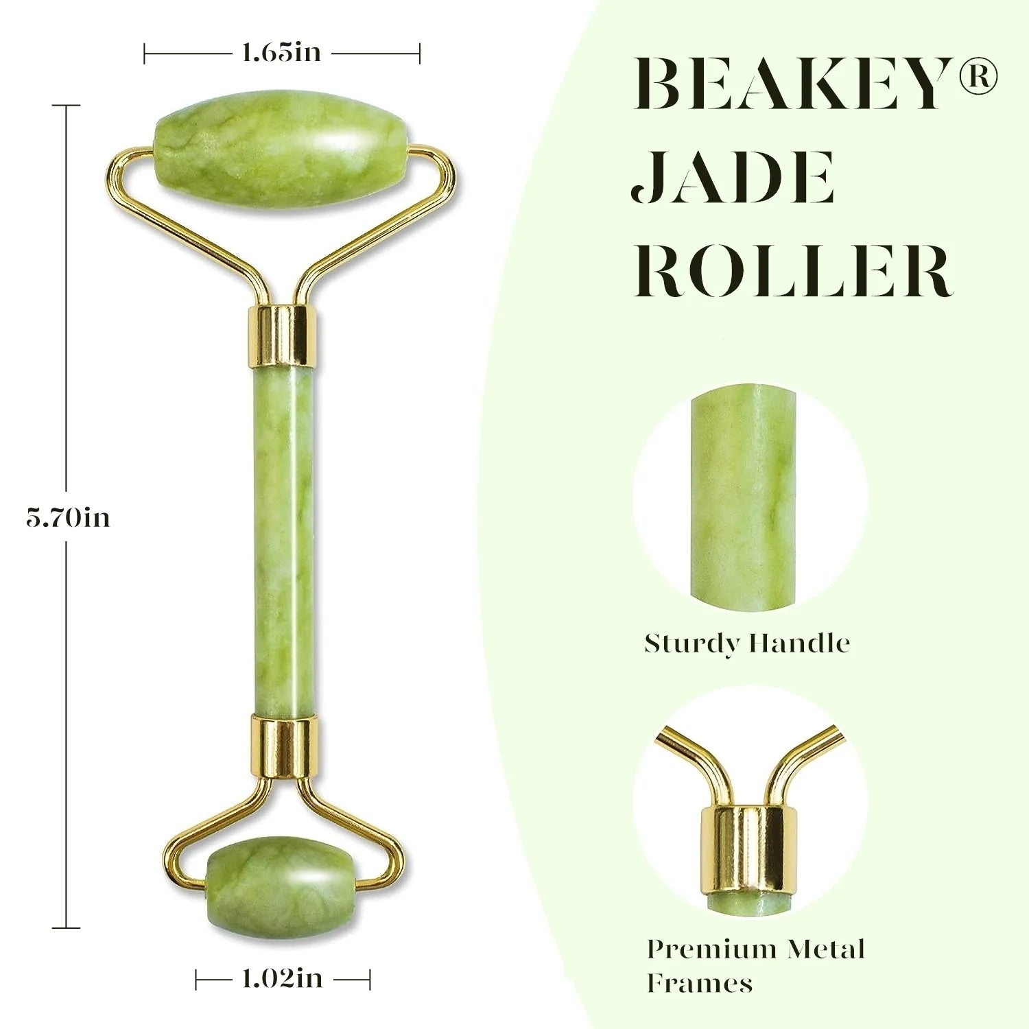BEAKEY Jade Roller & Gua Sha, Natural Jade Face Roller Gua Sha Tool Facial Skin Care Massager, Green