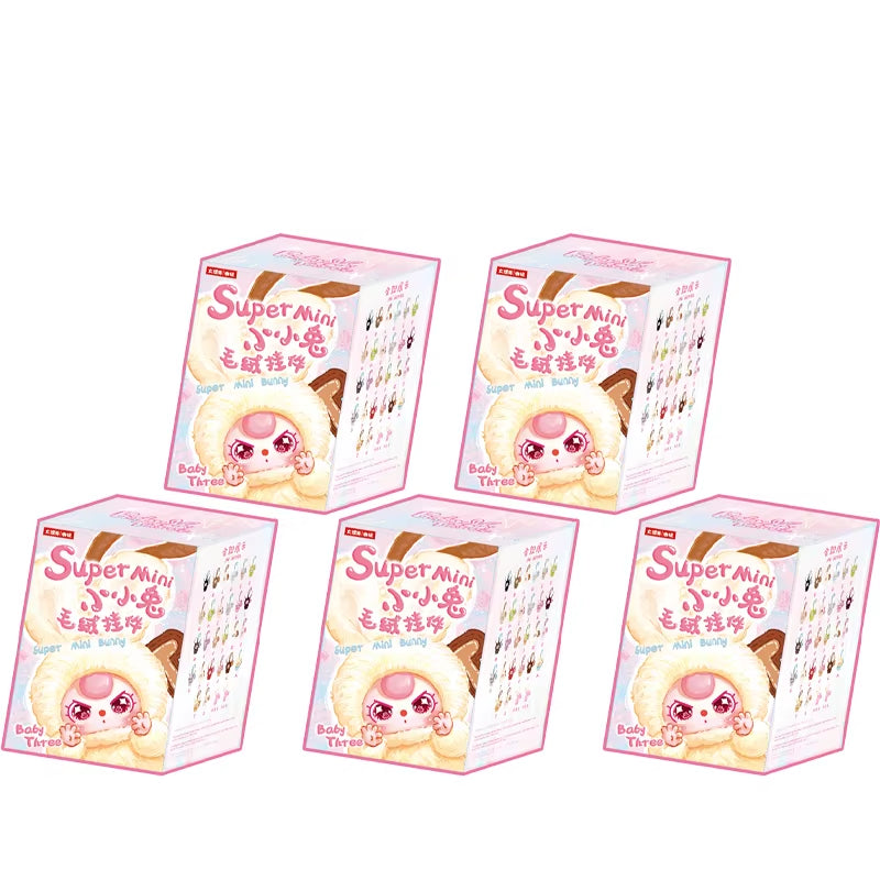 Baby Three Super Mini Bunny Vinyl Plush Blind Box Cute Bag Pendant Decorative Doll Accessories Keychain Mystery Box Girl Gift