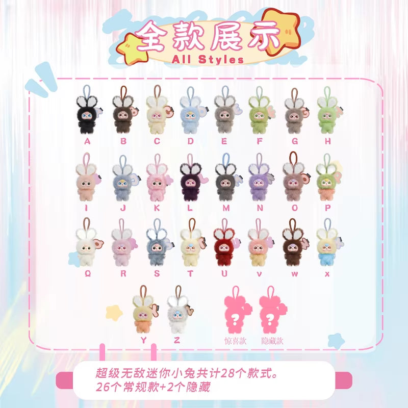 Baby Three Super Mini Bunny Vinyl Plush Blind Box Cute Bag Pendant Decorative Doll Accessories Keychain Mystery Box Girl Gift